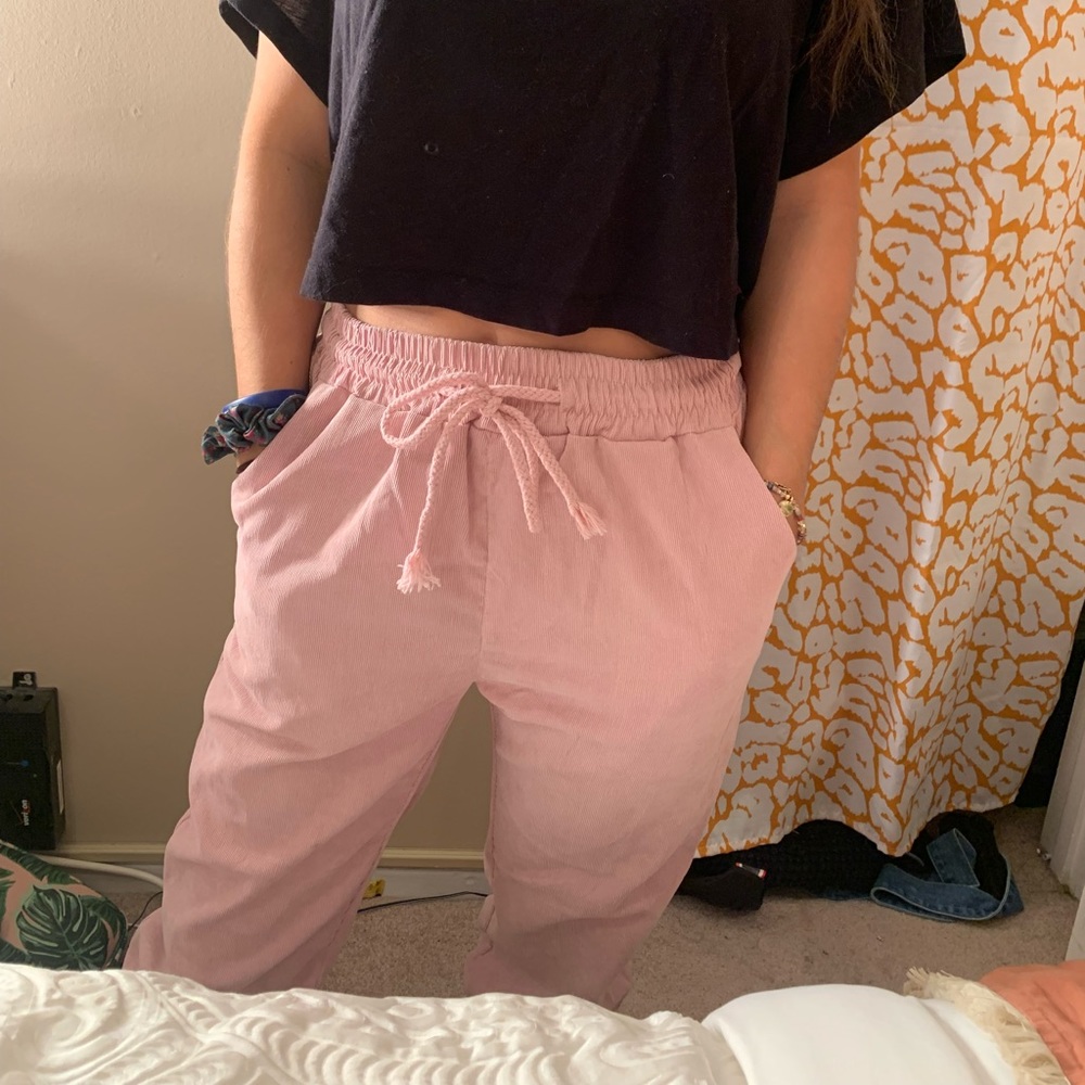 Pink jogger corduroy pants